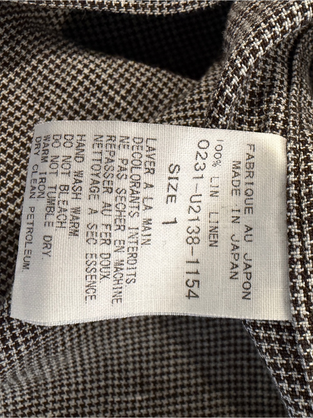 Men's Arts & Science 100% Lin Linen Made in Japan Size 1 Langenlook - Picture 4 of 5